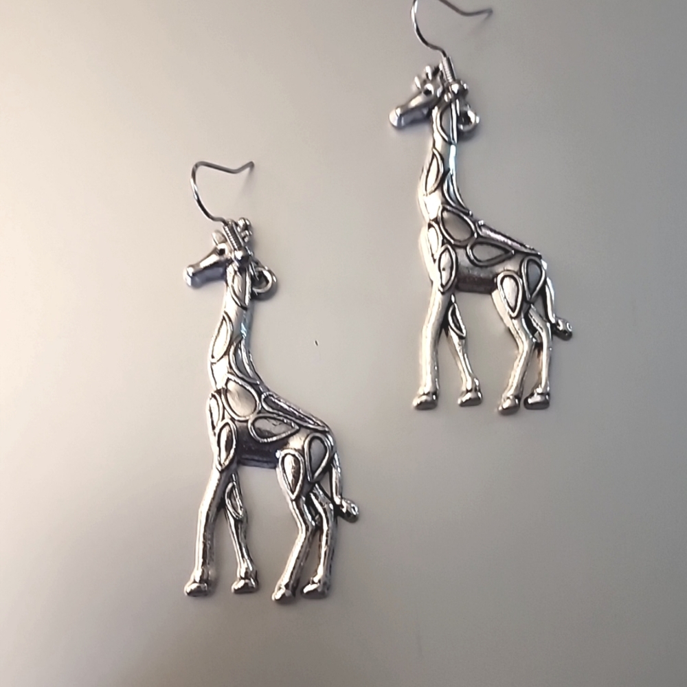 Fashion Jewelry Silver Giraffe Earrings